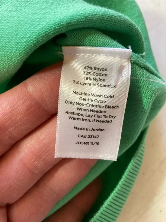 Talbots Bright Green Crewneck Button Cardigan - Picture 4 of 6